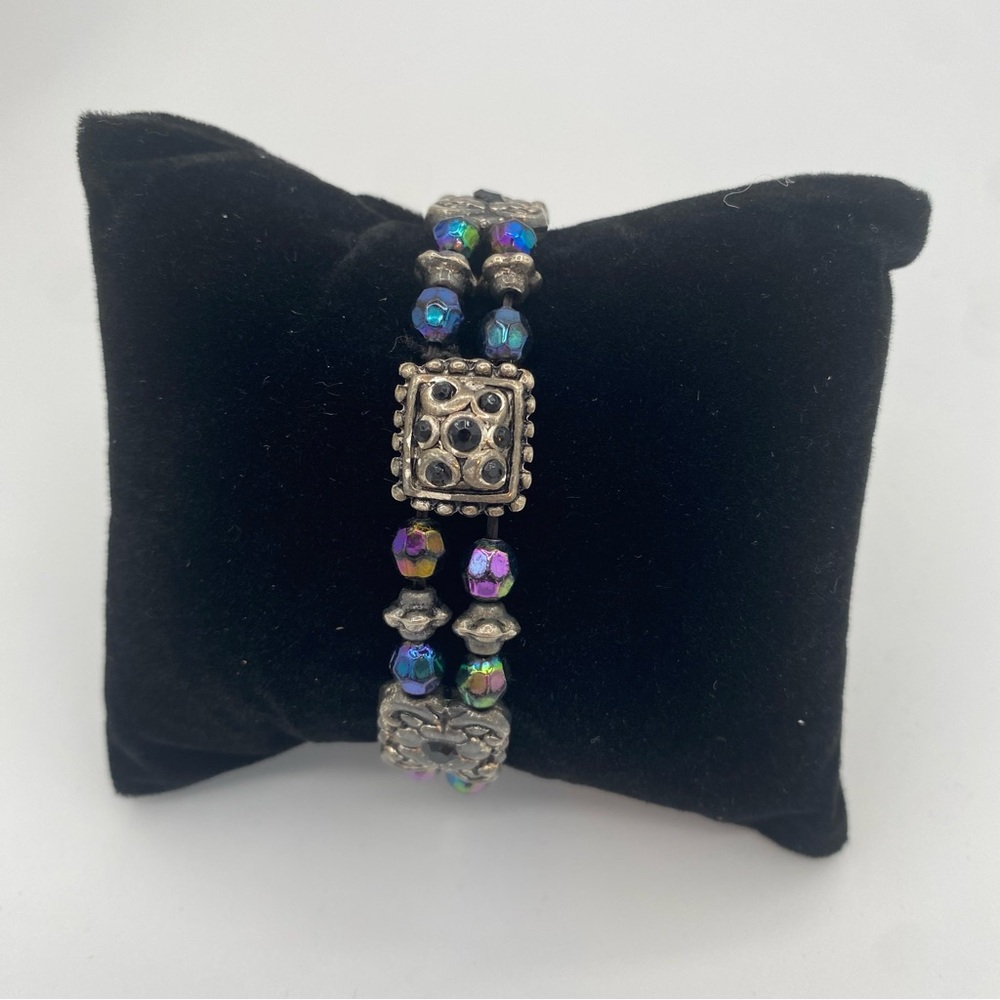 Silver and Blue Beaded Bracelet
